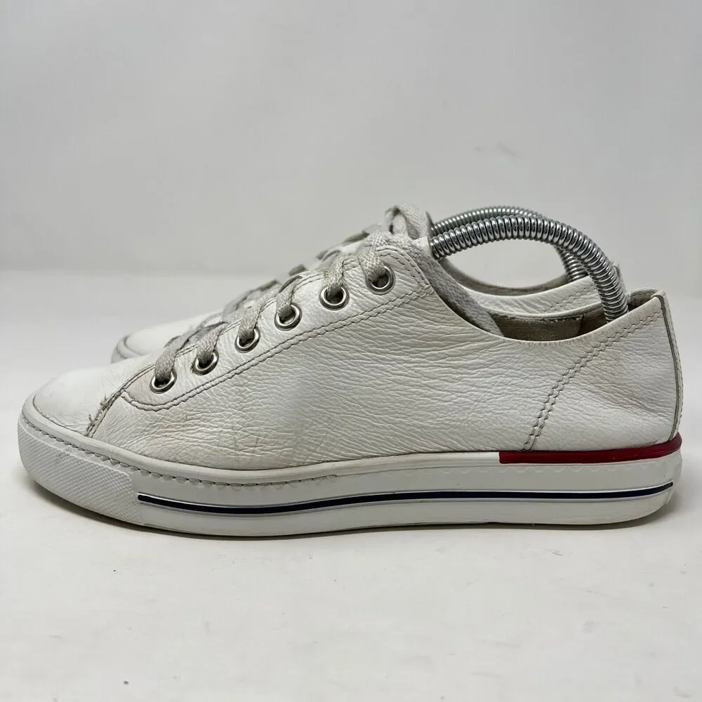 PAUL GREEN Carly Low Top Sneaker leather LACE-UP WHITE SHOES Size 7